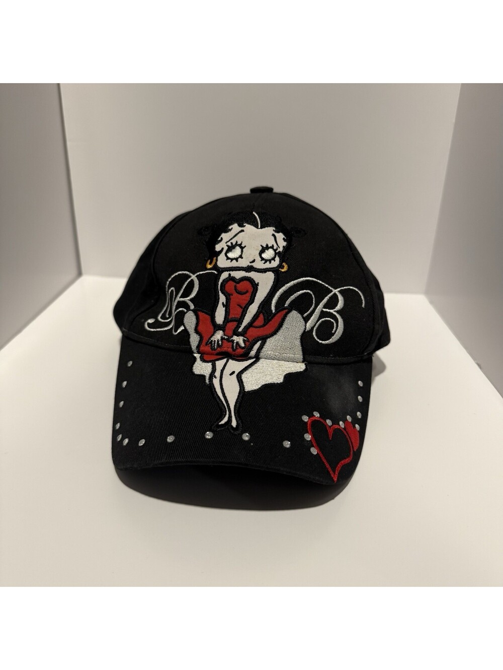 Vintage 2002 Betty Boop King Features Syndicate Beaded Embroidered Black Cap Hat